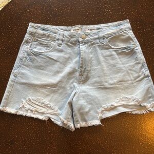 Kensie Denim Frayed Hem Shorts